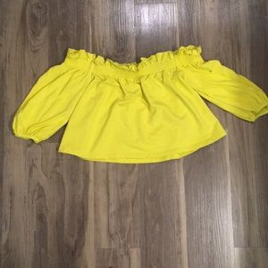 Zara Off the Shoulder Lime-green Top